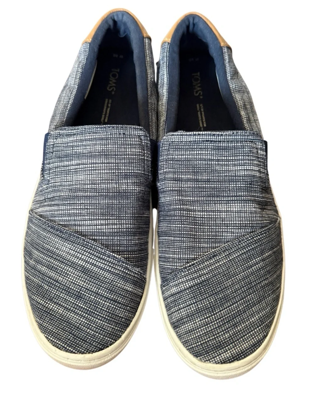 Toms Women’s Chambray Slip-On Loafers in Navy and White-Size 10